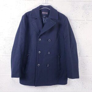 Michael Kors Mens Size Small  Wool Double Breasted Pea Coat Navy Blue Button